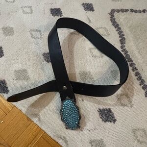 Vintage y2k early 2000s blue diamond metal clasp cowboy belt